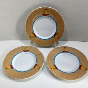 3 Vintage Studio Nova Soft Seas Saucers Jenny Faw Y0270 Coastal Sailboats Beach